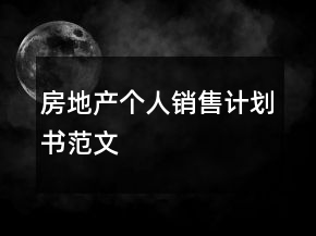 房地产个人销售计划书范文