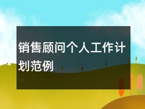 销售顾问个人工作计划范例