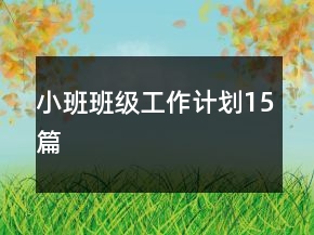 小班班级工作计划15篇