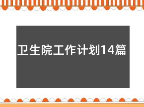 卫生院工作计划14篇