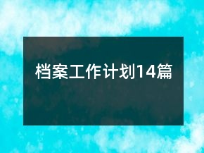 档案工作计划14篇