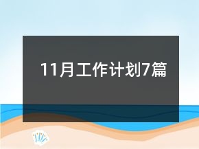 11月工作计划7篇