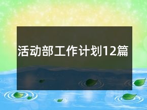活动部工作计划12篇