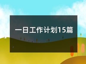 一日工作计划15篇