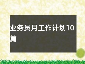 业务员月工作计划10篇