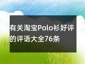 有关淘宝Polo衫好评的评语大全76条