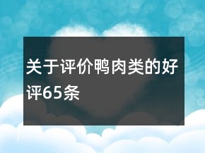关于评价鸭肉类的好评65条