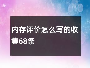 内存评价怎么写的收集68条