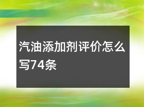 汽油添加剂评价怎么写74条