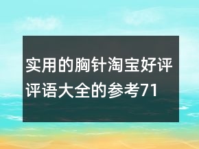 实用的胸针淘宝好评评语大全的参考71条