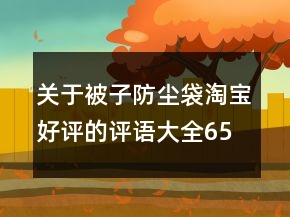 关于被子防尘袋淘宝好评的评语大全65条