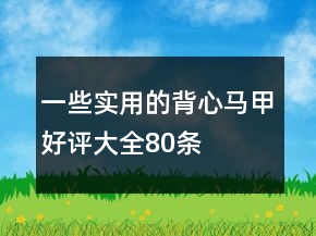 一些实用的背心、马甲好评大全80条