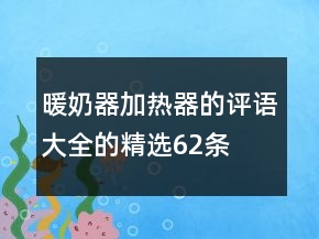 暖奶器、加热器的评语大全的精选62条