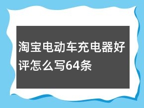 淘宝电动车充电器好评怎么写64条