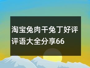 淘宝兔肉干、兔丁好评评语大全分享66条