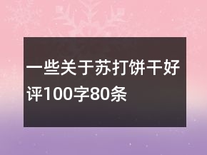 一些关于苏打饼干好评100字80条