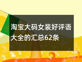 淘宝大码女装好评语大全的汇总62条