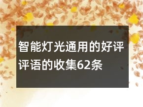 智能灯光通用的好评评语的收集62条