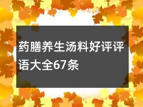 药膳养生汤料好评评语大全67条