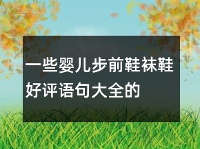 一些婴儿步前鞋、袜鞋好评语句大全的收集78条