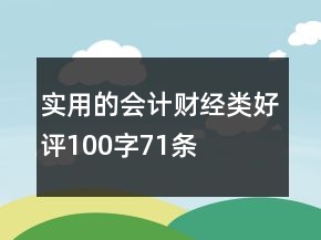 实用的会计、财经类好评100字71条