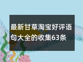 最新甘草淘宝好评语句大全的收集63条