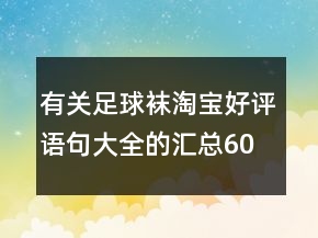 有关足球袜淘宝好评语句大全的汇总60条
