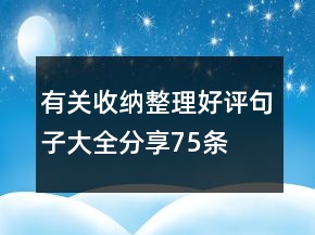 有关收纳整理好评句子大全分享75条