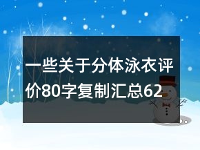 一些关于分体泳衣评价80字复制汇总62条