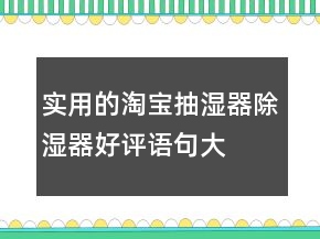 实用的淘宝抽湿器、除湿器好评语句大全77条