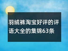 羽绒裤淘宝好评的评语大全的集锦63条