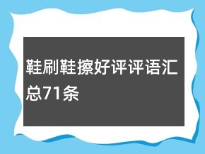 鞋刷、鞋擦好评评语汇总71条