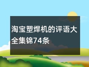 淘宝塑焊机的评语大全集锦74条