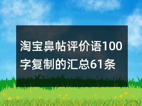 淘宝鼻帖评价语100字复制的汇总61条