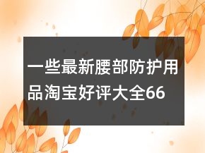 一些最新腰部防护用品淘宝好评大全66条