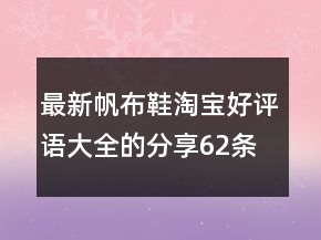 最新帆布鞋淘宝好评语大全的分享62条