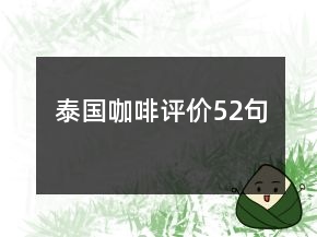 泰国咖啡评价52句