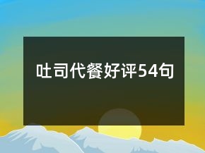 吐司代餐好评54句