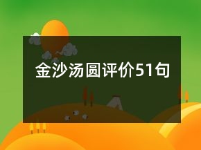 金沙汤圆评价51句