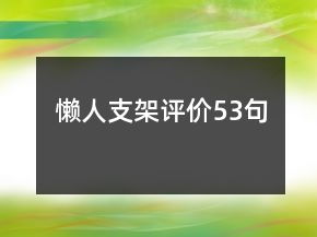 懒人支架评价53句