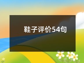 鞋子评价54句