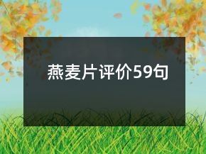 燕麦片评价59句
