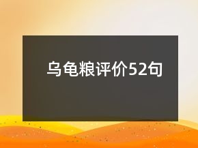 乌龟粮评价52句