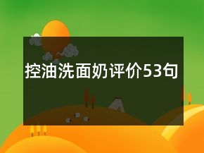 控油洗面奶评价53句