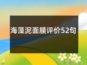 海藻泥面膜评价52句