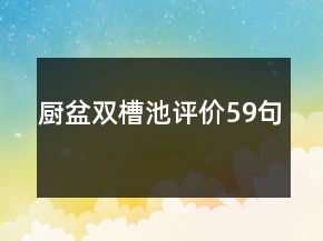 厨盆双槽池评价59句