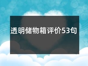 透明储物箱评价53句