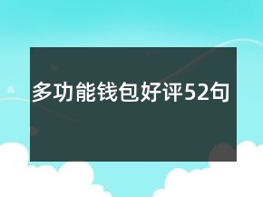多功能钱包好评52句