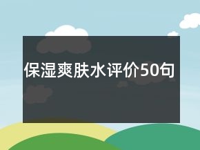 保湿爽肤水评价50句