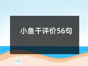 小鱼干评价56句